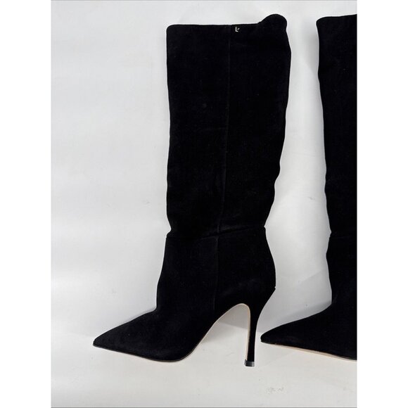 Larroude Womens Size 8.5 Kate Tall Knee Boots Black Suede Stiletto Heel $485 - Picture 8 of 13